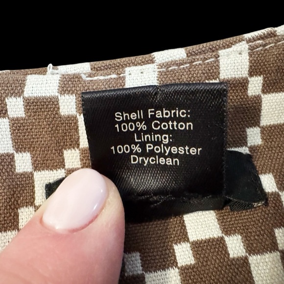 Ann Taylor Brown White Checkered pencil Skirt cotton office siren sz 6 992 - Picture 7 of 10
